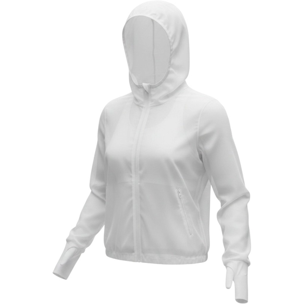 Zyia Active Womens White Mesh Lined Hooded Windbreaker Jacket Thumbholes XS